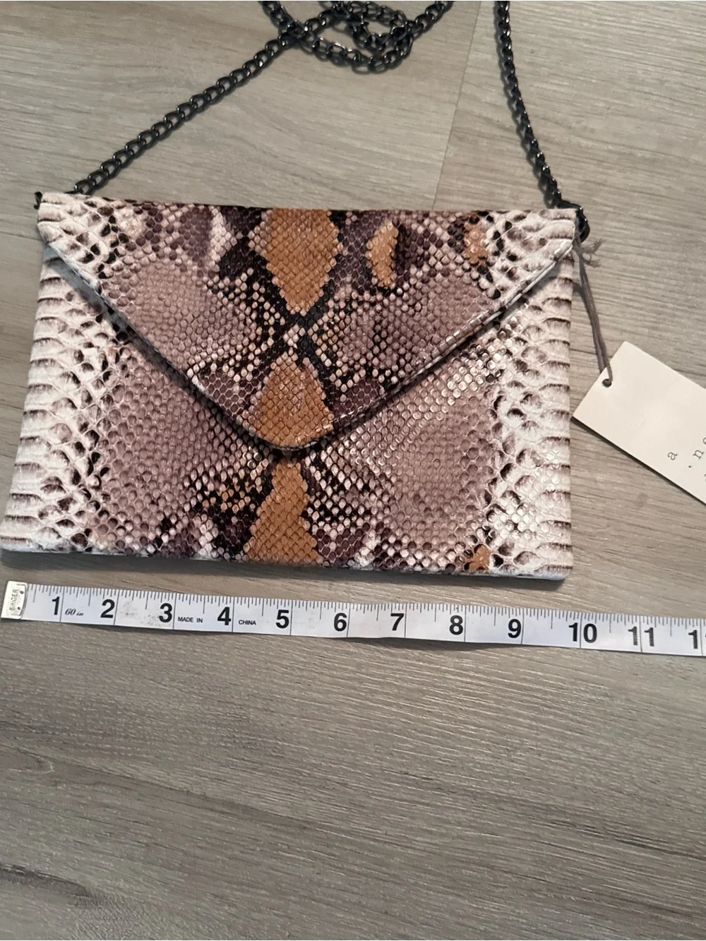 a new day Snake-Print Crossbody Envelope Bag - Brown, Tan, Cream - Picture 3 of 4